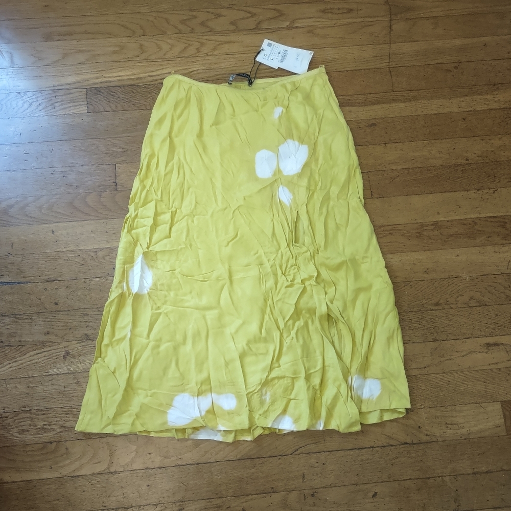 NWT Boho Yellow Midi Skirt Size Large